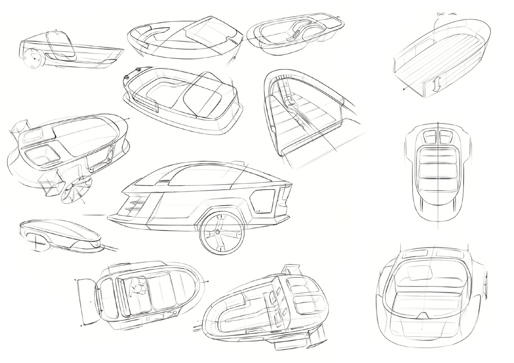 Early sketches of different Azure canopy and body layouts